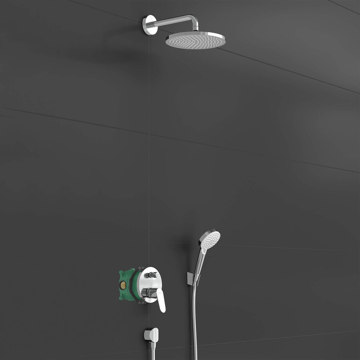 Hansgrohe Crometta S 240 27958000 - Juego de ducha empotrable 7 en 1 con alcachofa de ducha y manguera de ducha (incluye base y soportes), color cromado