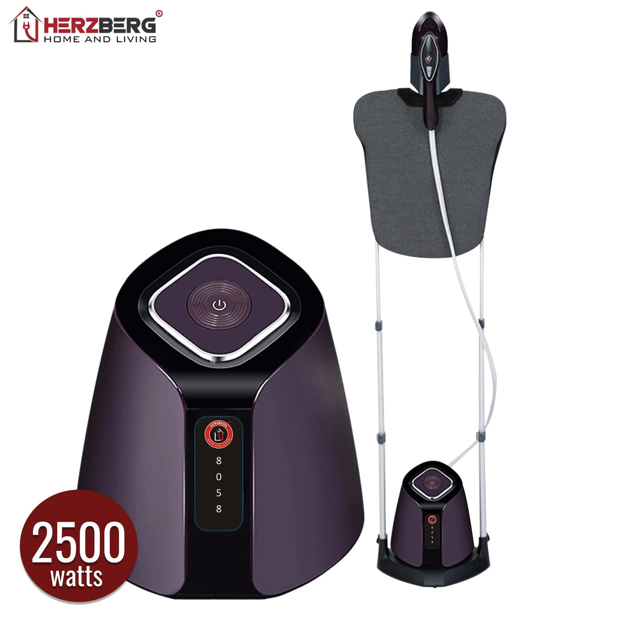 Herzberg HG8058 - Alambre vertical para vapor, con estación de planchado 4.5 bar