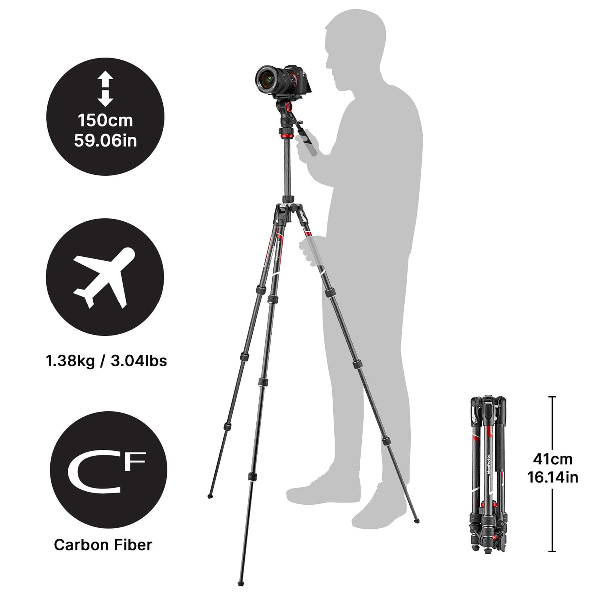 MANFROTTO Trépied Befree Live Carbone MVKBFRTC-Live Twist Lock Avec rotule Ball