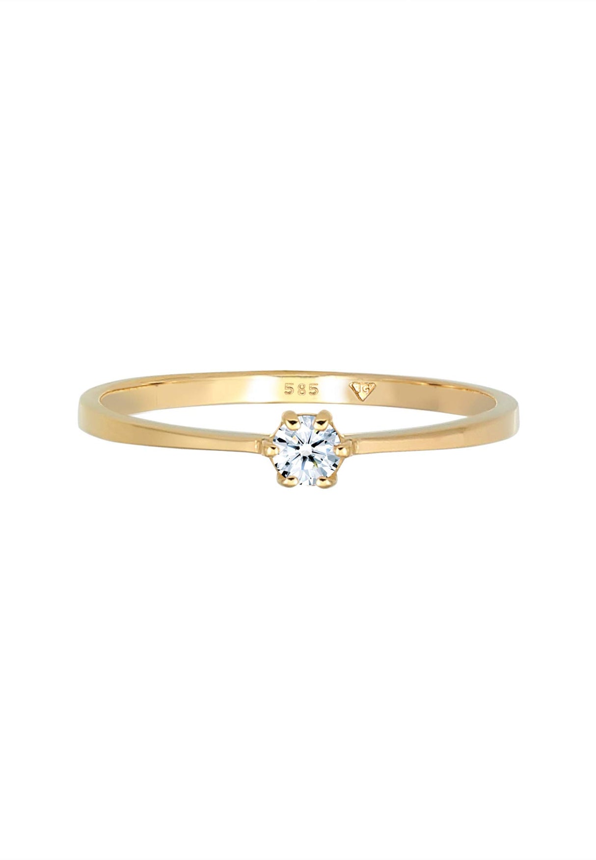 Elli DIAMONDS Anillo Mujeres de Compromiso Solitario con Diamante (0,11 ct.) en Oro Amarillo 585