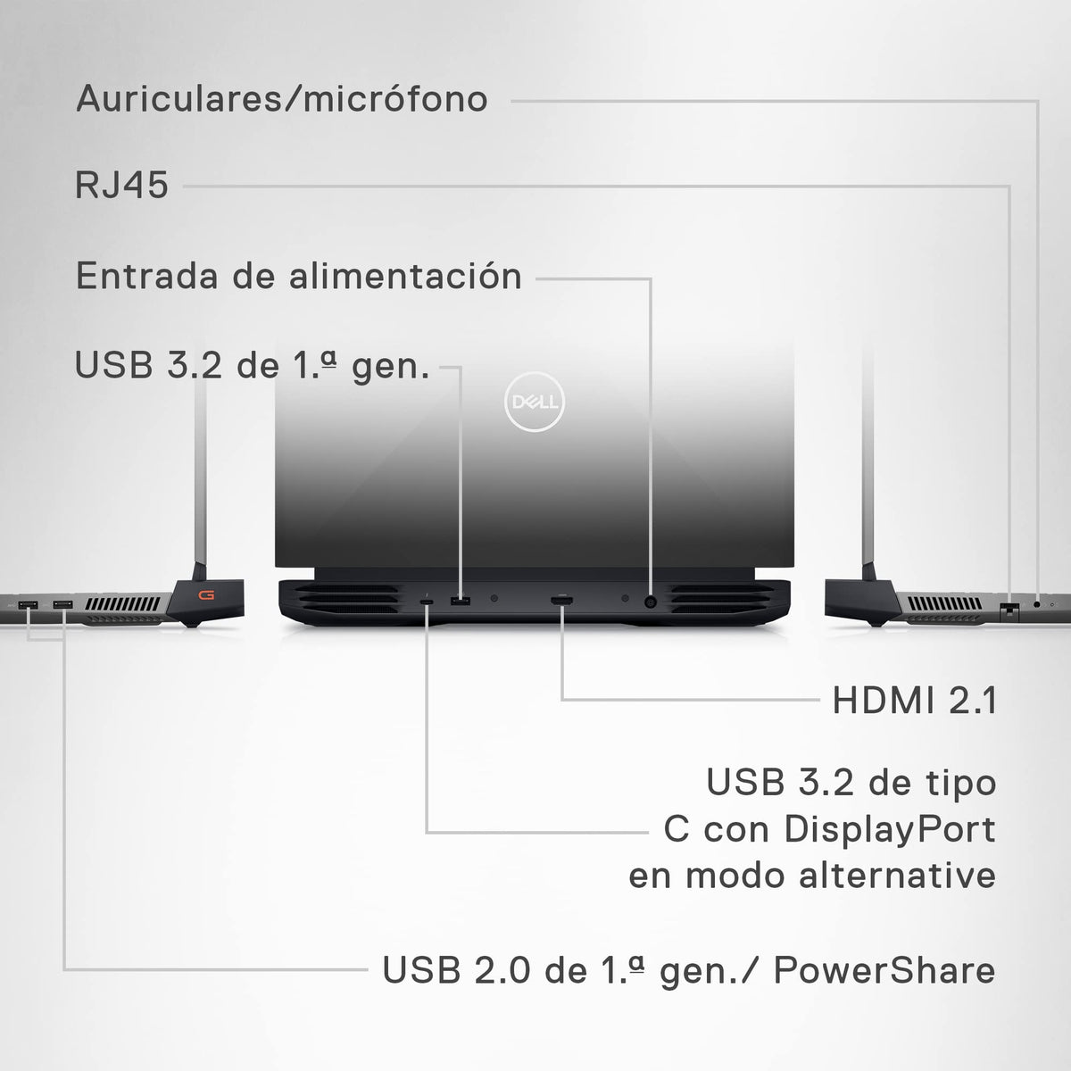 DELL G15 5511- Ordenador Portátil Gaming de 15.6'' FullHD 120Hz (Intel Core i5-11260H, 8GB RAM, 512GB SSD, NVIDIA GeForce RTX 3050, Ubuntu Linux) Negro - Teclado retroiluminado QWERTY español