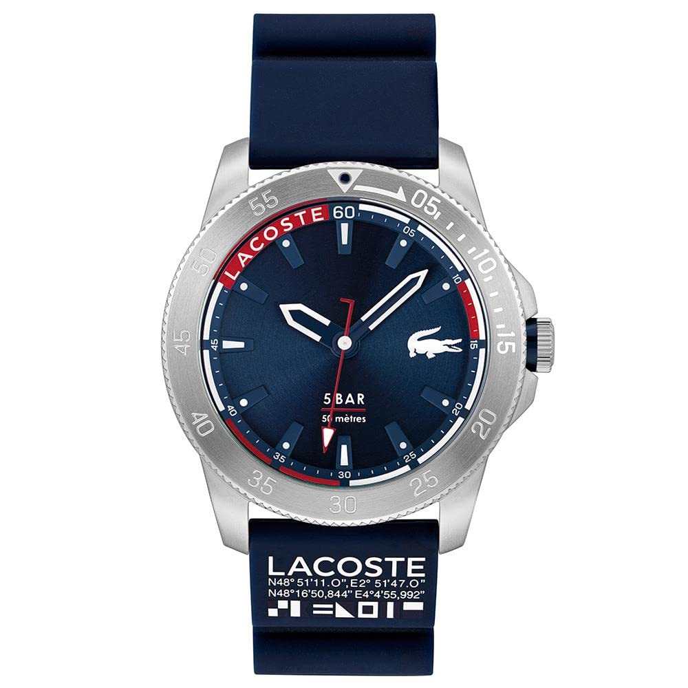 Lacoste Reloj Analógico de Cuarzo para Hombre Colección Regatta con Correa de Silicona Azul Marino - 2011202