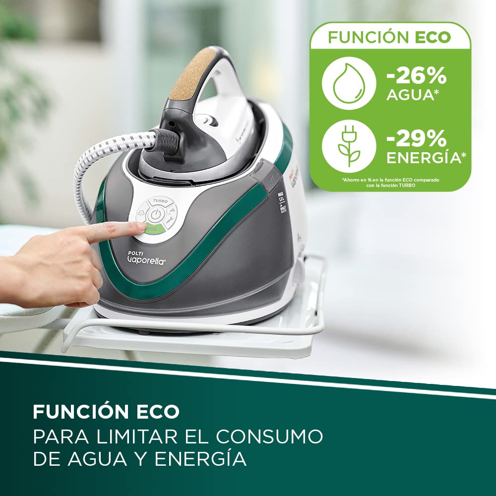 Polti Vaporella Next VN18.65, Centro de Planchado con Caldera de Alta Presión Max 7.2 Bar, Potencia 2200 W, Función Turbo y Eco, Autonomía ilimitada, Depósito 1.3 L, Steam Pulse 450g, Blanco y Verde