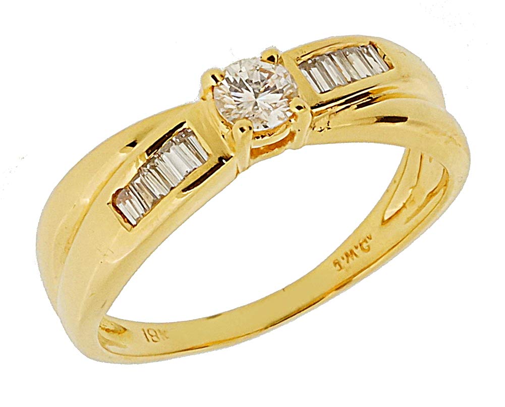 Orphelia Mujer 18 k (750) oro amarillo redondo blanco diamante