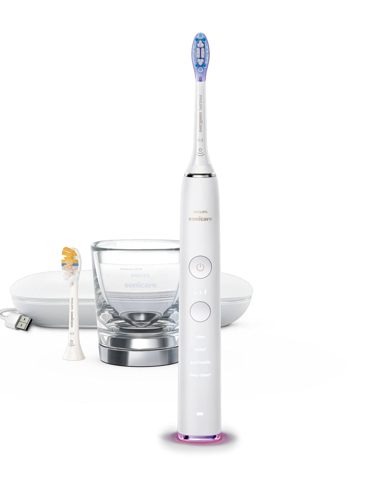 Philips Sonicare DiamondClean Smart 9400 Cepillo de dientes eléctrico, cepillo de dientes sónico con aplicación, sensor de presión, detección de cabezal de cepillo, 4 modos de cepillado y 3 niveles de