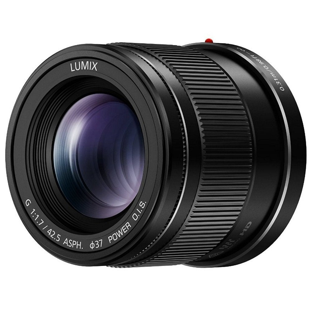 Lente Panasonic LUMIX G, 42.5MM, F1.7 ASPH., MIRRORLESS Micro Cuatro TERCEROS, Power Optical I.S., H-HS043K (EE.UU. Negro)