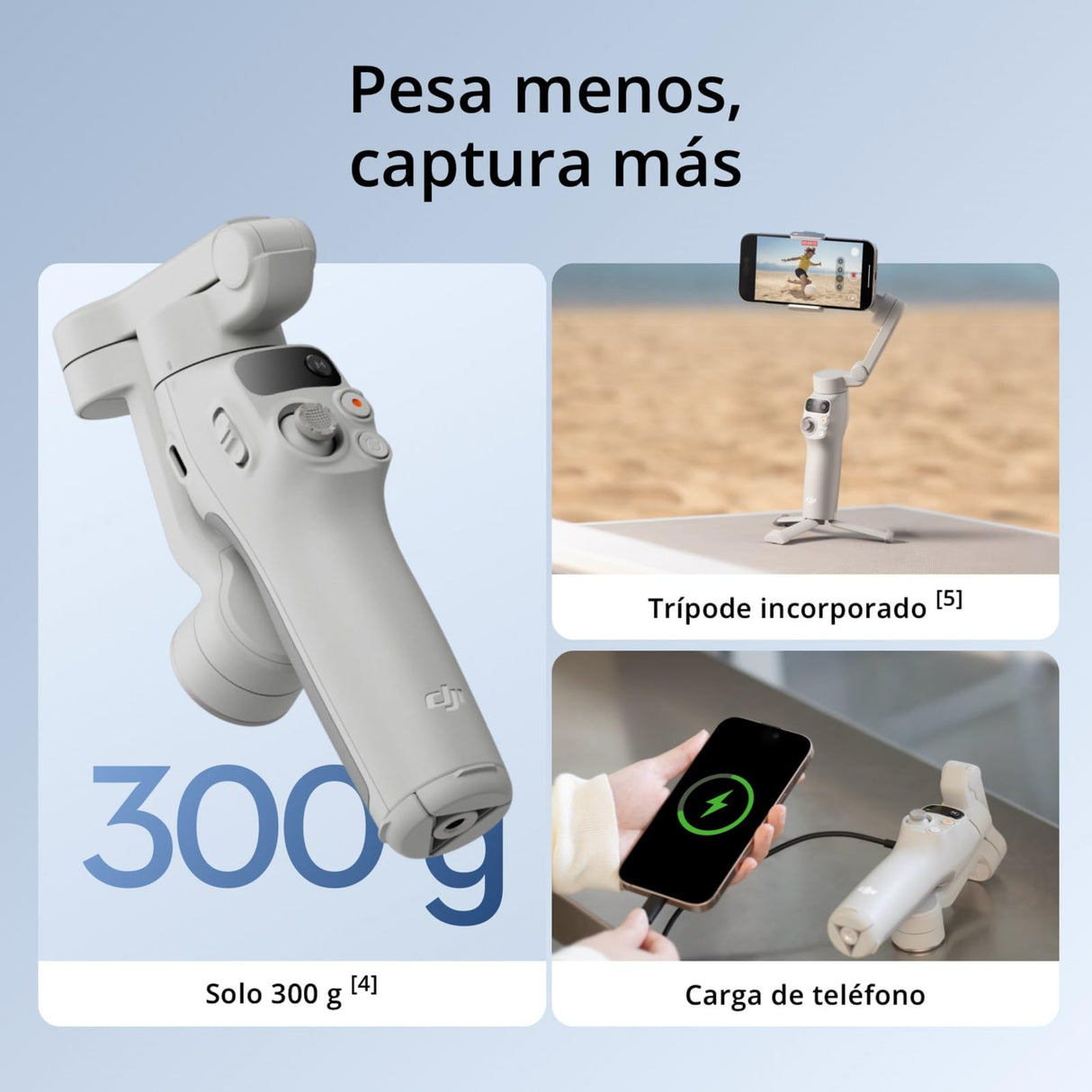 Estabilizador DJI Osmo Mobile 7 para iPhone, Android, Trípode integrado, Ultraligero, Estabilizador de teléfono de 3 ejes, ActiveTrack 7.0, ShotGuides, Edición con un toque, 10 horas de uso