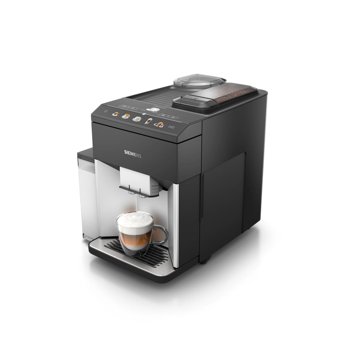 SIEMENS - Cafetera superautomática, EQ500, limpieza autoMilk, Display TFT Touch&Slide, función oneTouch doubleCup, plateado/negro, TQ513R01
