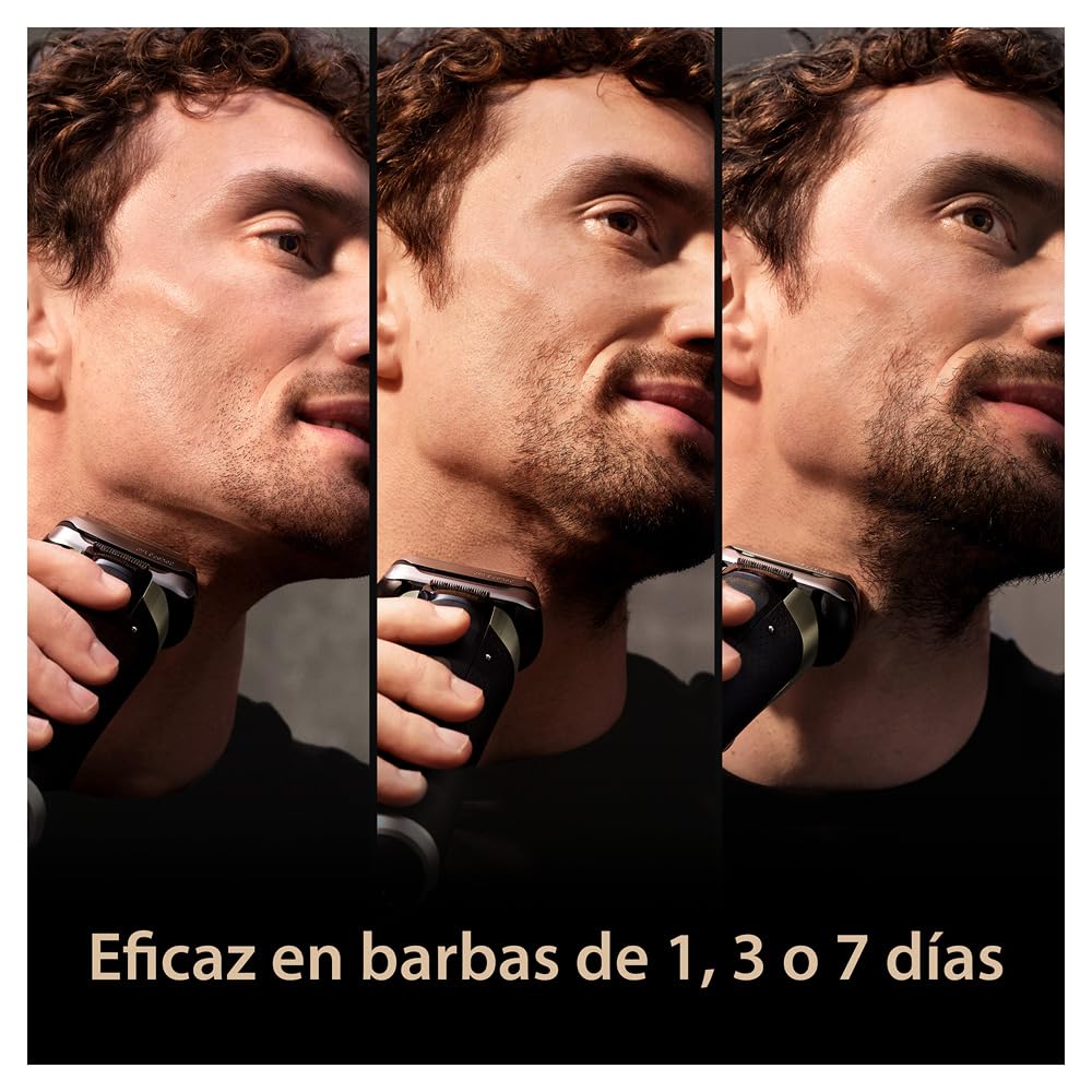 Braun Series 9 Pro+ Afeitadora Eléctrica Hombre, Máquina de Afeitar Barba Con Base De Carga y Funda De Viaje, En Seco Y En Mojado, 60 Min De Autonomía, 9517s, Plata