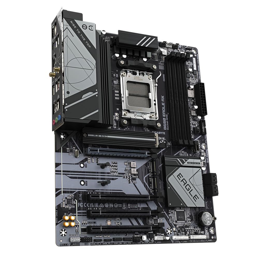 GIGABYTE B650 Eagle AX Placa Base - AMD Ryzen Serie 9000, VRM de 12+2+2 Fases, hasta 7600 MHz DDR5 (OC), 1xPCIe 5.0 + 2xPCIe 4.0 M.2, LAN GbE, WiFi 6E, USB 3.2 Gen 2