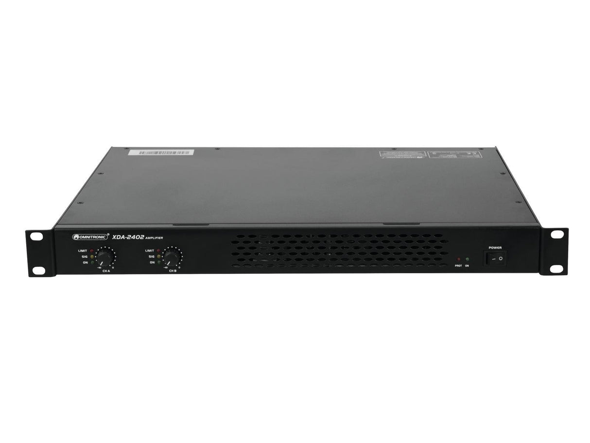Omnitronic XDA-2402 - Amplificador PA estéreo con fuente de alimentación conmutada, 2 x 1200 W/4 ohmios, 2 x 880 W/8 ohmios, peso ligero y altura gracias a la fuente de alimentación conmutada