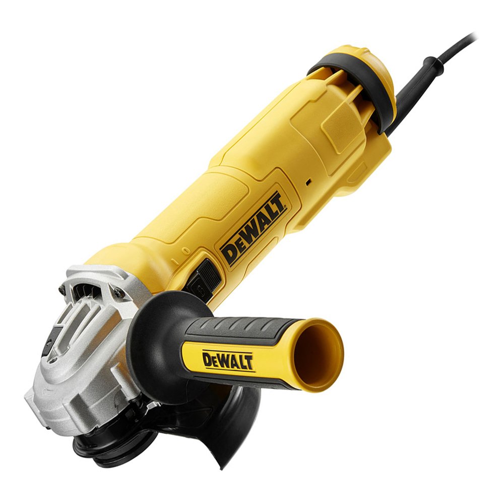 DeWalt DWe4238-Qs - Mini-amoladora (150 mm, 1400 W, 9000 rpm, arranque suave, bloqueo y re-arranque)