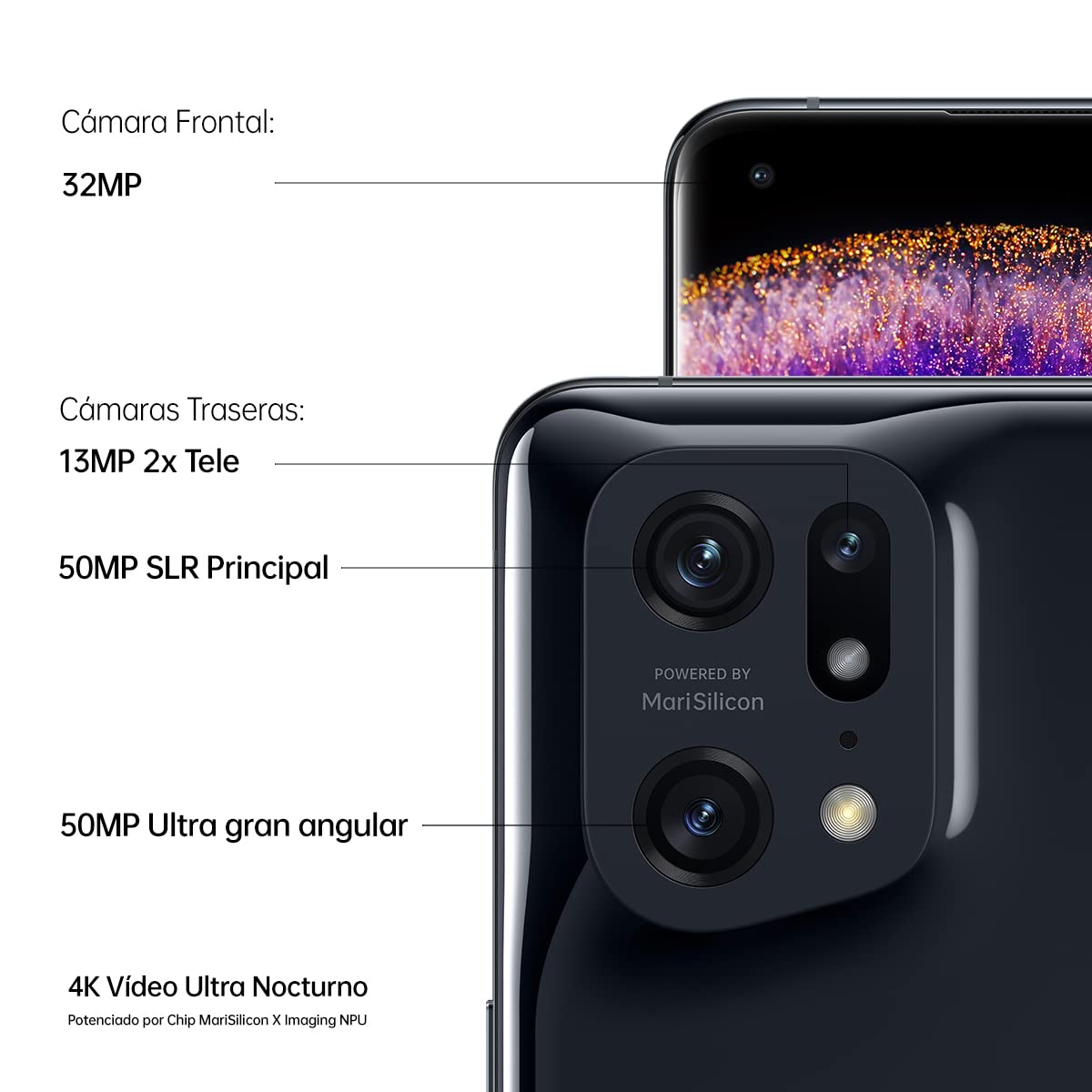 OPPO Find X5 Pro 5G - Smartphone 256GB, 12GB RAM, Dual SIM, Pantalla 6,7”, Cámara 50MP+50MP+13MP, Vídeo 4K Nocturno, Batería 5000mAh, Carga Rápida 80W – Negro