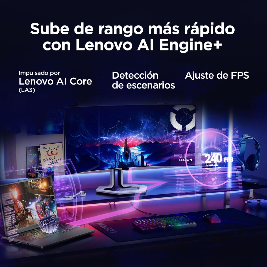 Lenovo Legion Pro 5 Gen10–Portátil Gaming IA 16'' OLED 240Hz (Intel Core Ultra 9 275HX, NVIDIA GeForce RTX 5070 Ti, 32GB RAM, 1TB SSD, WiFi6, Sin Sistema Operativo) QWERTY RGB 24 Zonas Español – Negro