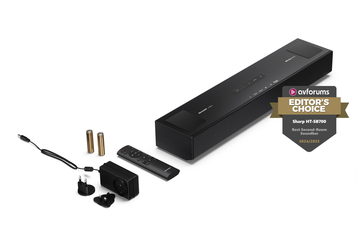 Sharp HT-SB700 Barra de Sonido Compacta 2.0.2, Dolby Atmos, Bluetooth con HDMI eARC/CEC, Potencia Total de 140 W, 52 cm, Color Negro