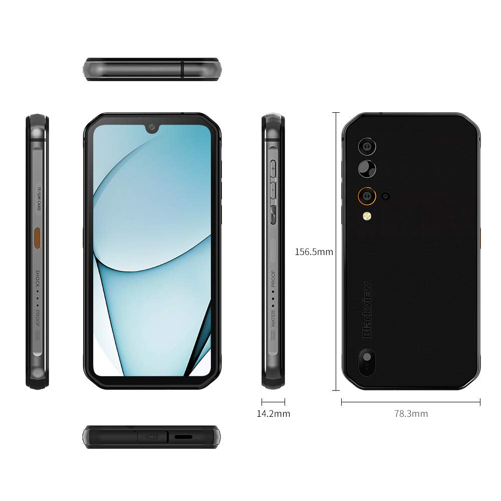 Blackview Móvil Resistente, BV9900E Android 10 Impermeable Smartphone,Helio P90 Octa-Core,6GB+128GB,128GB SD, 48MP+16MP,IP68/IP69,NFC/Face ID/GPS