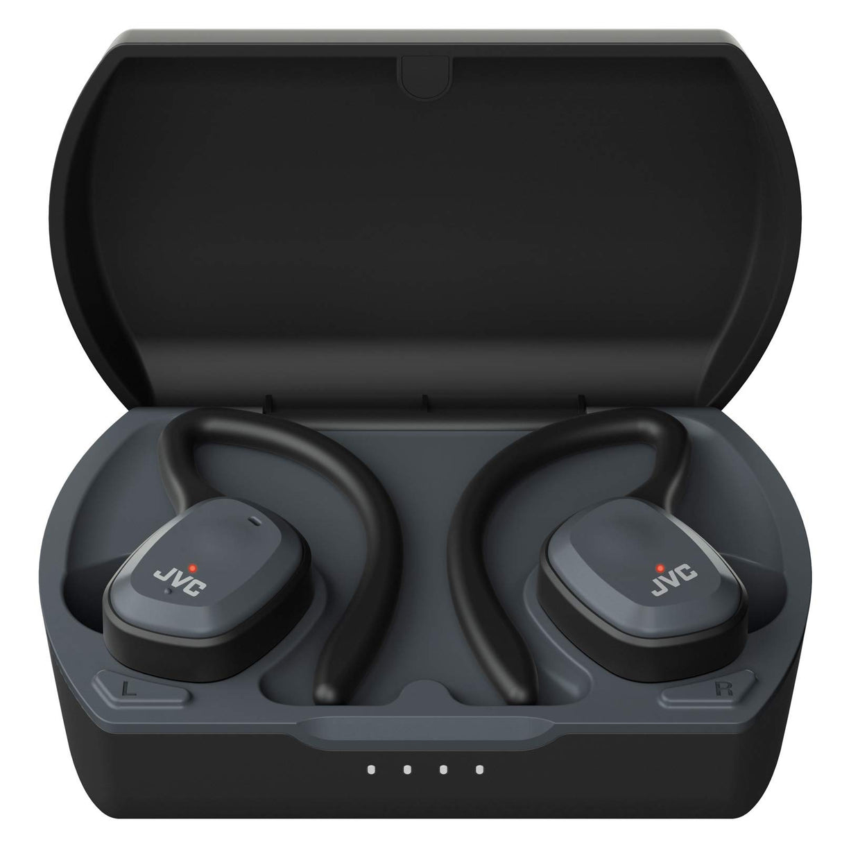 JVC Auriculares Bluetooth HA-ET45T True Wireless, Micrófono y Clip Desmontable. Máxima Adaptabilidad, Agarre y Resistencia. Batería 14h, Color Negro