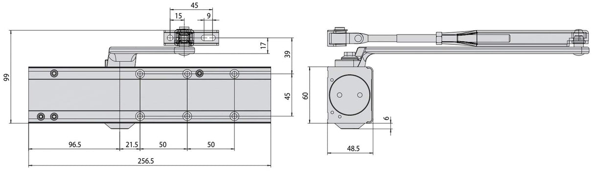 Cisa - Cierrapuertas new profesional-plus f. regulable 2ñ6 con retencion gris aluminio