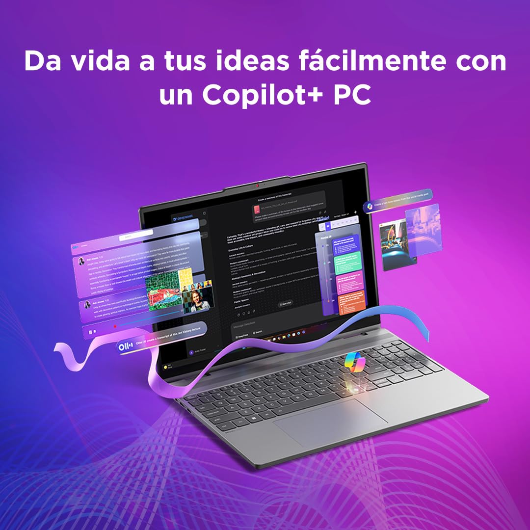 Lenovo IdeaPad 5 2-in-1 Gen11 – Portátil AI PC Convertible Táctil 15.3" WUXGA (Intel Core Ultra 5 322, 16GB RAM, 512TB SSD, Wi-Fi 6, Copilot+ PC, Win11 Home) QWERTY Español- Gris Luna