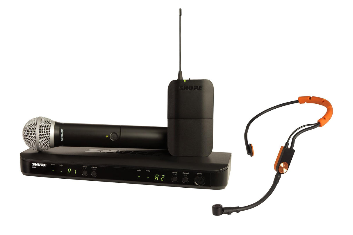 Micrófono inalámbrico Shure BLX1288/SM31 para iglesias, karaoke, escenarios y voces Duración de batería de 14 horas y alcance de 100m micrófonos de mano y diadema, receptor de doble canal Banda S8