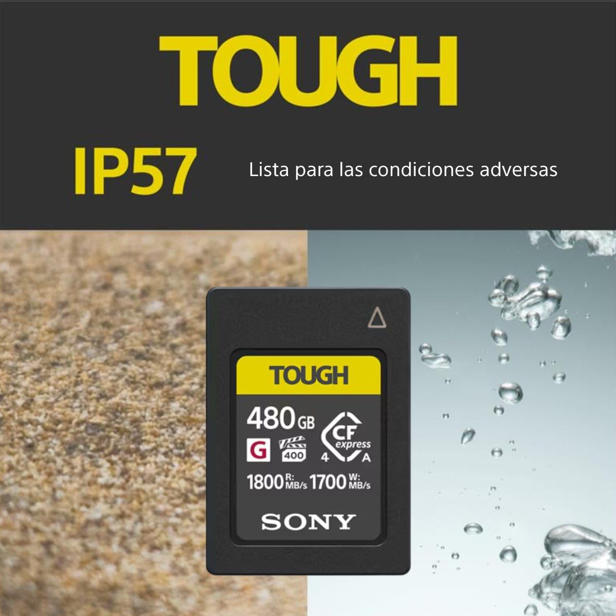 Sony CEA-G480T Tarjeta de Memoria Flash Cfexpress Tipo A Tough de 480 GB, Serie G de Alta Velocidad VPG400 con garantía de Rendimiento de vídeo (Lectura de 1800 MB/s y Escritura de 1700 MB/s)