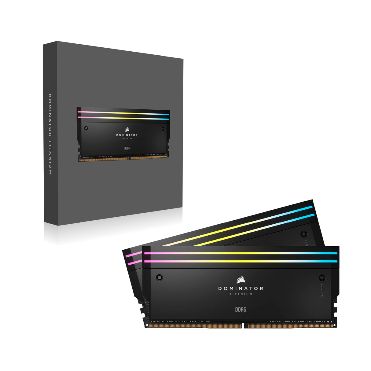 CORSAIR Dominator Titanium RGB DDR5 RAM 64GB (2x32GB) DDR5 hasta 6000MHz CL30 Intel XMP 3.0 Memoria de Ordenador de Sobremesa – Negro (CMP64GX5M2B6000C30)