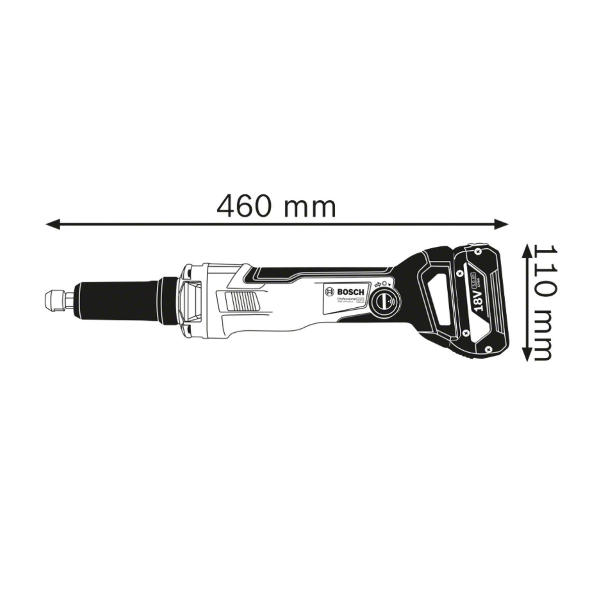 Bosch Professional 18V System GGS 18V-23 LC - Amoladora recta a batería (Brushless, 23000 rpm, conectable, pinza Ø maxi. 8 mm, sin batería, en L-BOXX)
