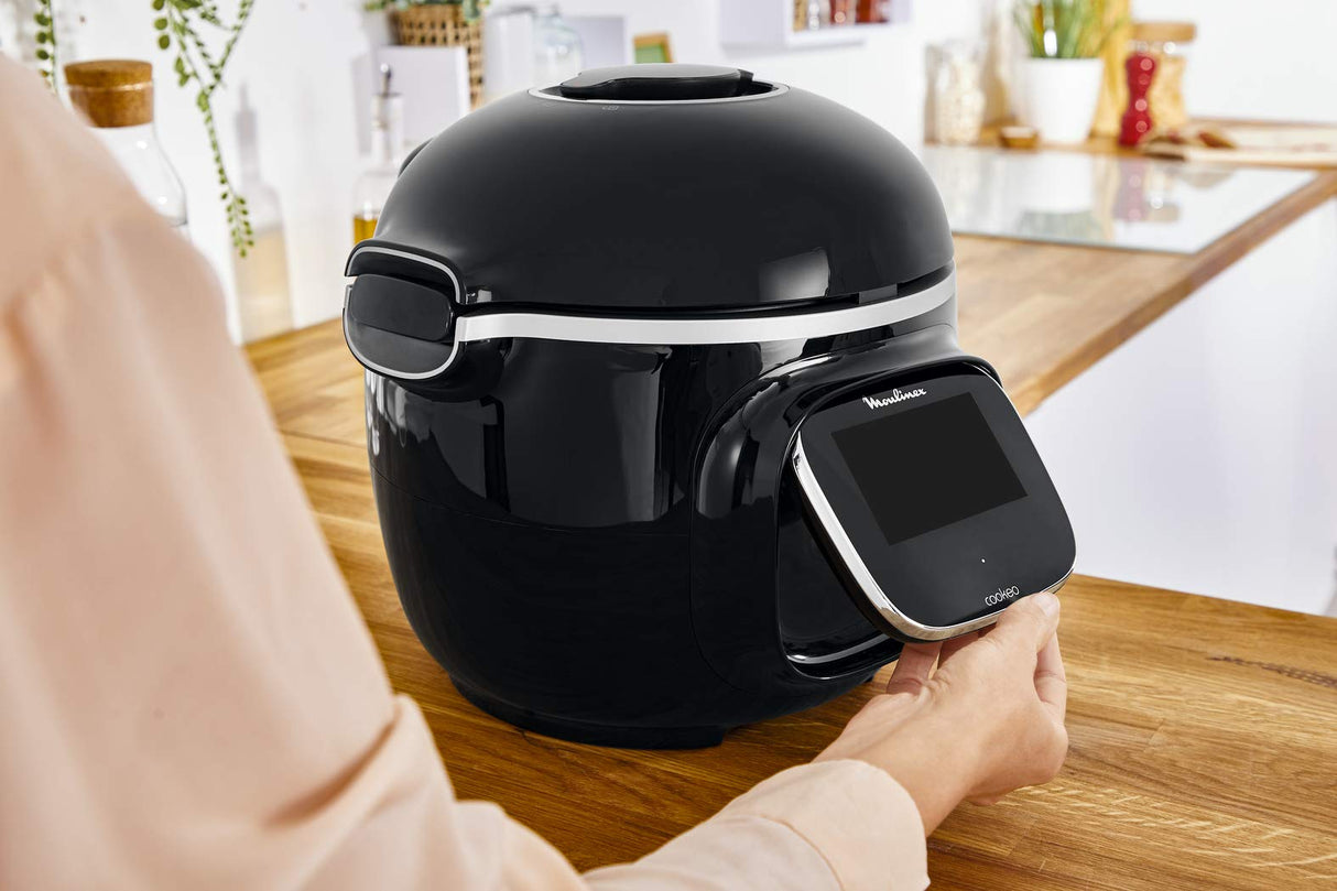 Moulinex Cookeo Touch Wi-Fi CE902 - Freidora de aire sin aceite, 1600 W, capacidad de hasta 6 personas (4 L), 6 programas automáticos, conexión Wi-Fi, libre de PFOA, fácil limpieza, color negro