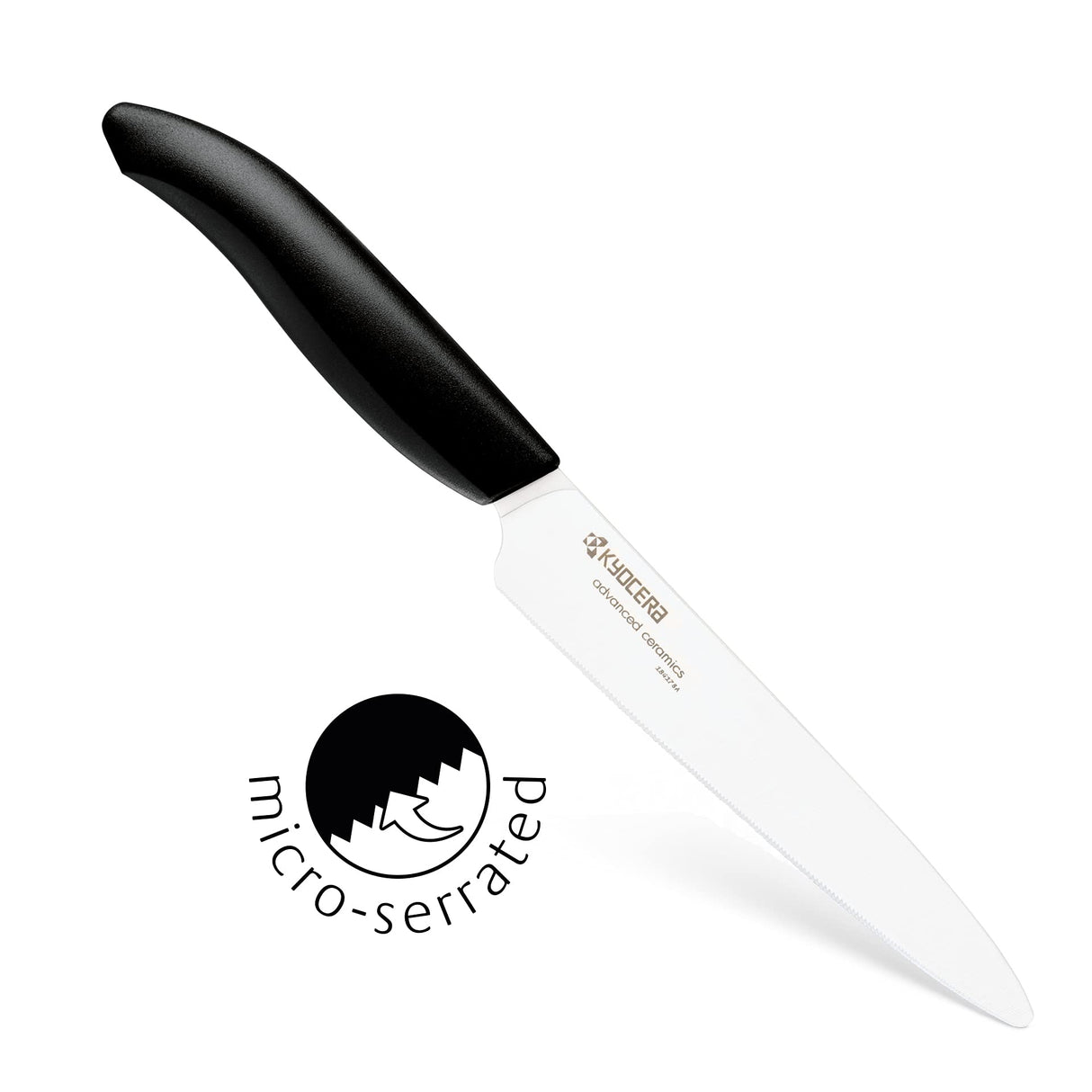 Kyocera Juego de 3 cuchillos, Cuchillo para pelar 7.5 cm, Cuchillo tomate 12.5 cm, Cuchillo Santoku 16 cm, hoja de cerámica de circonio afilada, afilada a mano, ligera, no corrosiva
