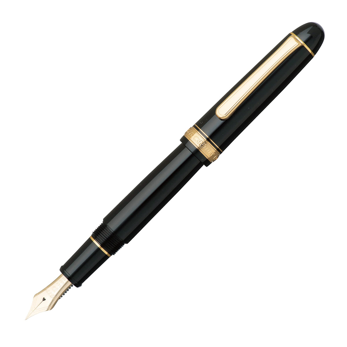 PLATINUM Pluma estilográfica japonesa #3776 Century Gold Trim Black en negro M/Negro/0,34-0,44 mm/Hecho a mano/Pluma de oro de 14 quilates/con caja de regalo/pluma estilográfica