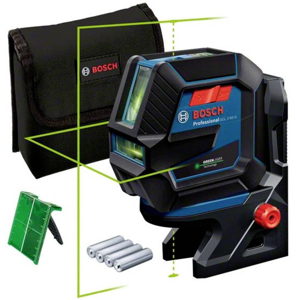 Bosch Professional Nivel Láser GCL 2-50 G (láser verde, interior, soporte RM 10, alcance: hasta 15 m, 4x pilas AA, en caja)
