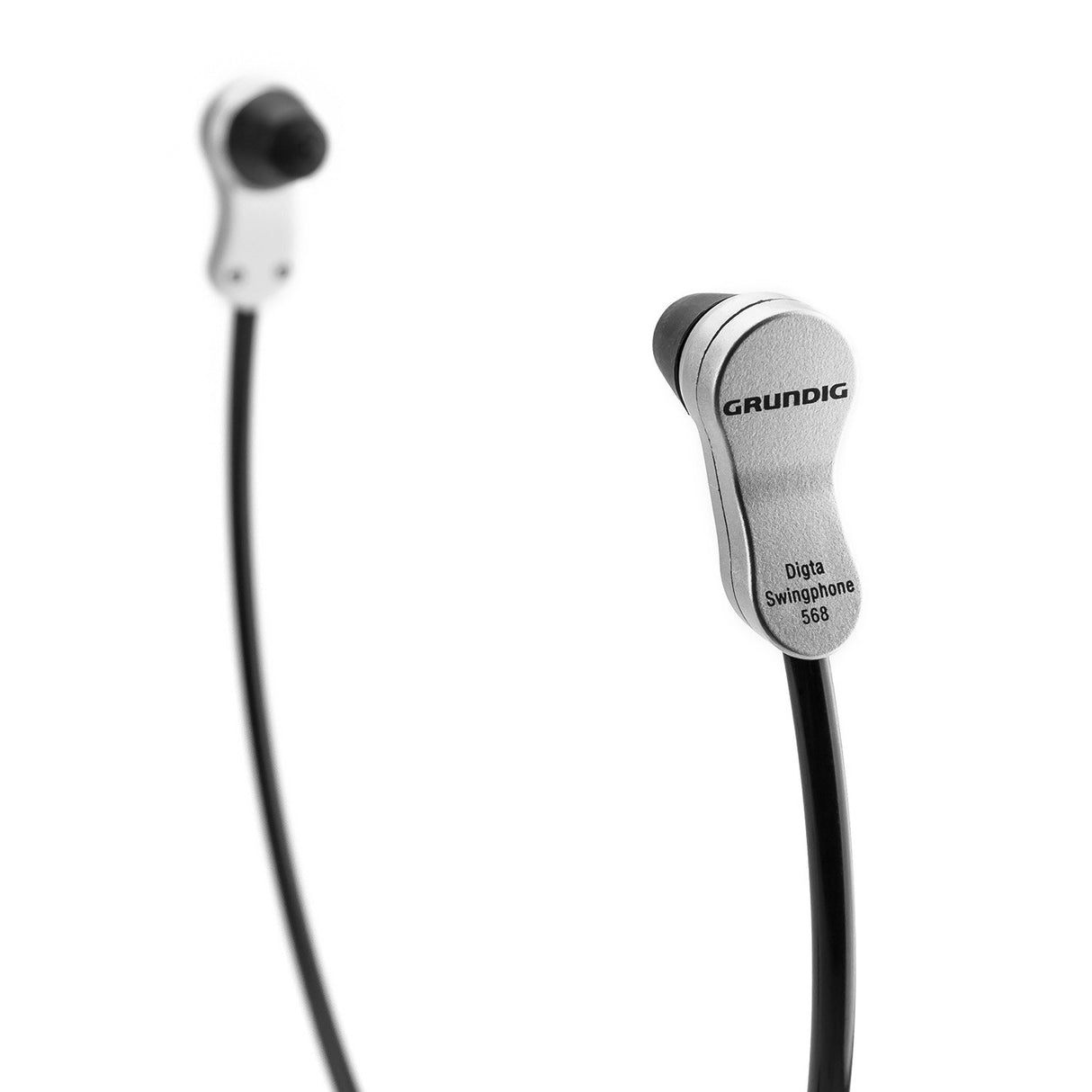 GRUNDIG Swingphone 568 Negro, Plata Intraaural bajo Le Menton Casco - Cascos (Intraaural, bajo El Mentón, con Hilo, 95 DB, 2,4 m, Negro, Plata)