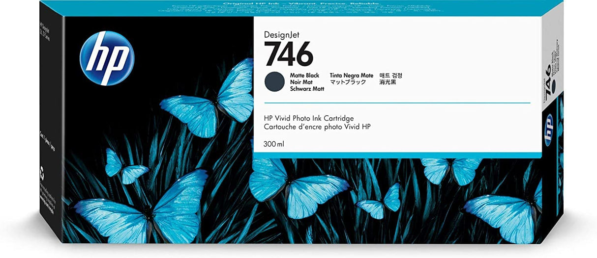 HP 746 P2V83A Negro Mate, Cartucho de Tinta Original HP DesignJet, de 300 ml, para Impresoras HP DesignJet Serie Z6+ y Z9+