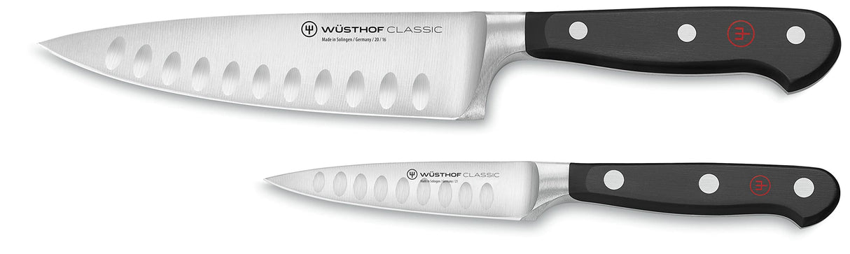 WÜSTHOF Classic Juego de 2 Cuchillos, con Hoja Alveolada