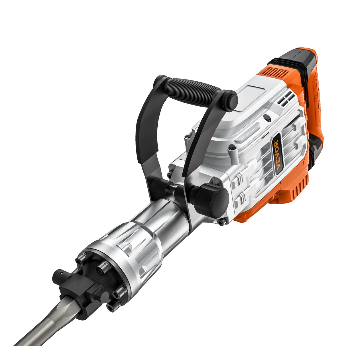 VEVOR Martillo de Demolición 3500W 60J 1900BPM Martillo Eléctrico con Cable 1-1/8" con 2 Cinceles Reemplazables Mango Giratorio 360° Rompe Hormigón Antivibración para Cincelar Construcción Fontanería