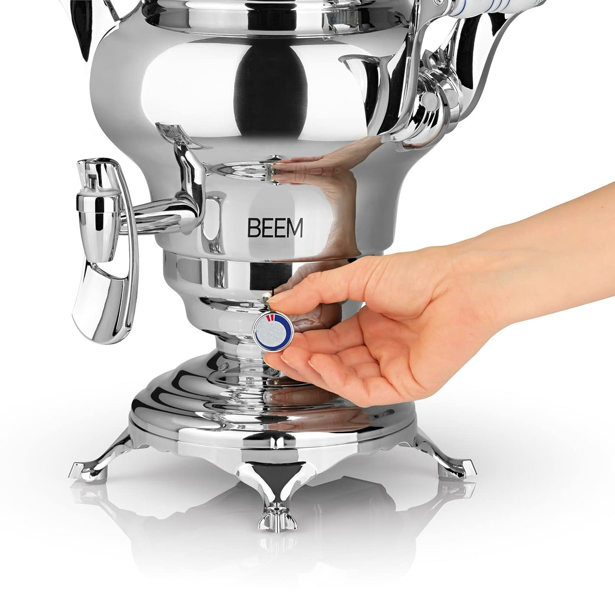 BEEM Odessa + samovar – 3 l | acero inoxidable | tetera turca eléctrica | 1800 W | 1 l tetera de acero inoxidable con colador | hervidor de agua de 3 l | dispensador con una sola mano