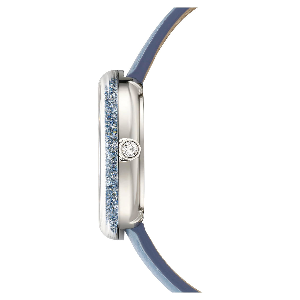 Swarovski Reloj Crystalline Lustre, Fabricación Suiza, Correa de Piel, Azul, Acero Inoxidable