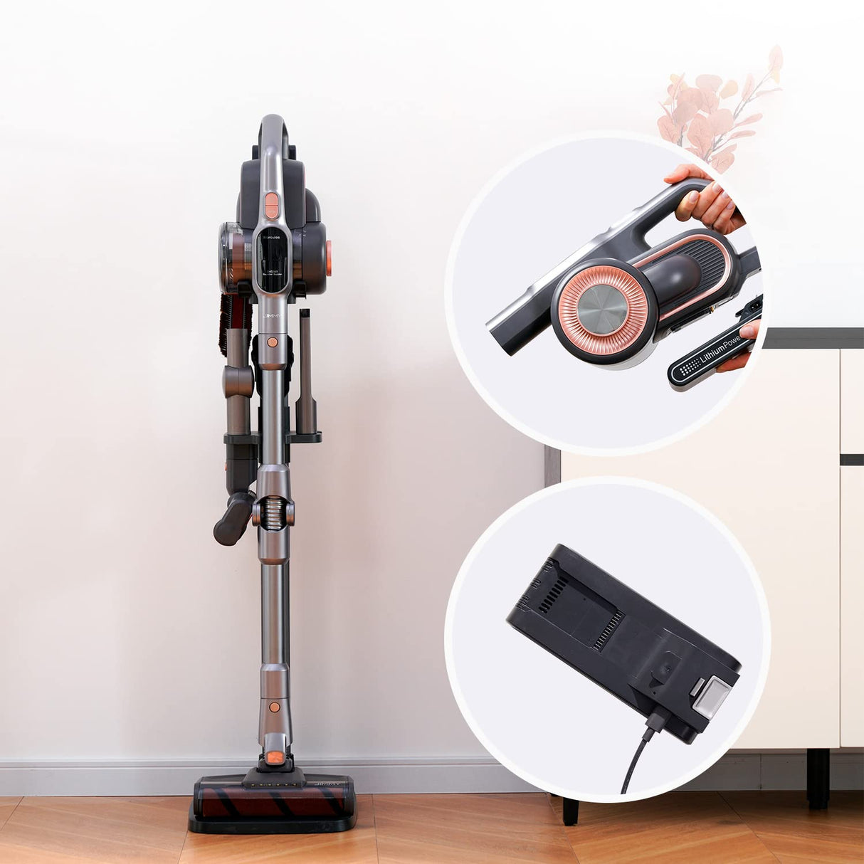 Jimmy H10 Pro - Aspiradora eléctrica inalámbrica Flexible, batería extraíble, 600 W, 245 AW y 25 Kpa Potencia, autonomía de 90 Minutos, Pantalla LED Inteligente, Filtro HEPA y estación de Carga