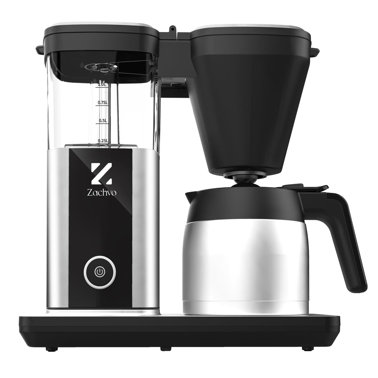 ZACHVO Cafetera de Goteo con Jarra Térmica de 1,25L, 4,5 Min. de Preparado Rápido, Control PID a 92°C, Sistema Antigoteo 30s, Filtro Reutilizable, Limpieza Automática, Libre de BPA, Acero inoxidable