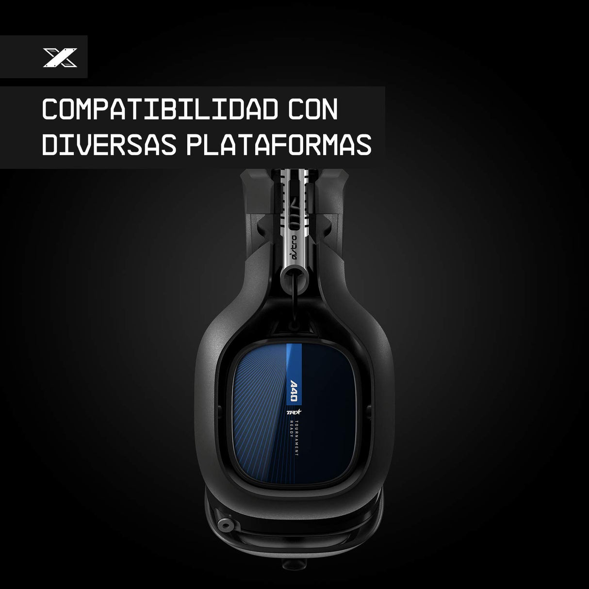 ASTRO Gaming A40 TR Auriculares alámbricos, 4ta gen, Audio V2, Dolby ATMOS, clavija 3.5mm, micrófono intercambiable, para PS5, PS4, PC, Nintendo Switch, Móvil - Negro/Azul