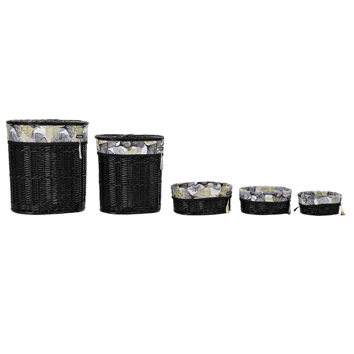 CESTA ROPA SET 5 MIMBRE ALGODON 51X37X56 NEGRO