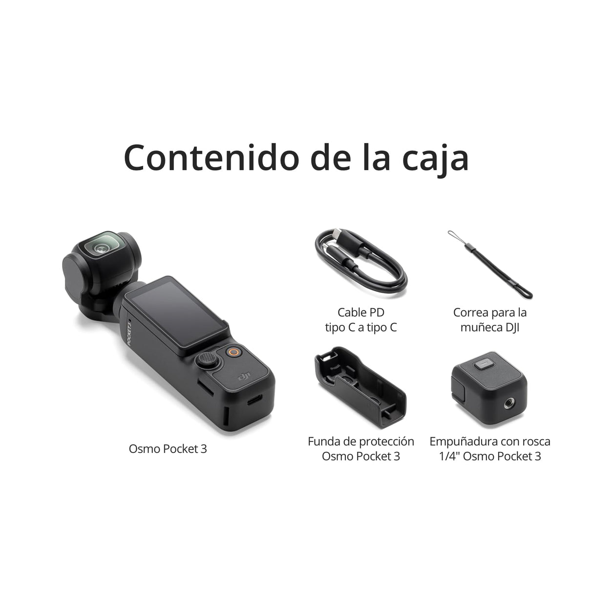 DJI Osmo Pocket 3, cámara con CMOS 1'' y vídeo 4K/120 fps, estabilización en 3 ejes, enfoque rápido, seguimiento de caras/objetivos, pantalla táctil giratoria de 2", cámara de vídeo pequeña