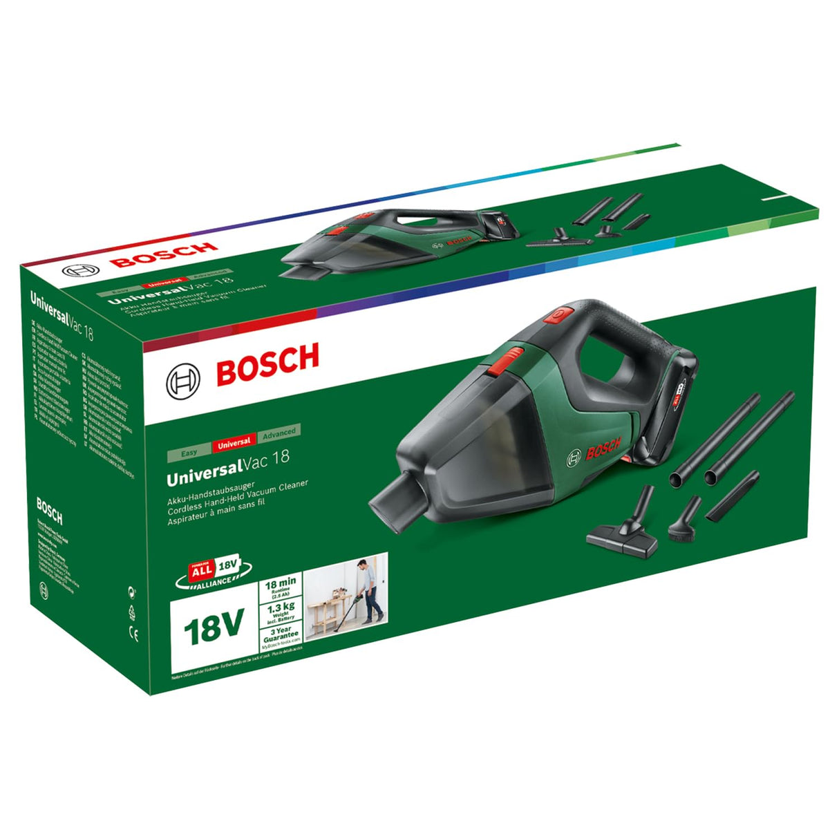 Bosch Aspirador a batería UniversalVac 18 batería de 2.5 Ah, Sistema de 18 voltios, en Caja