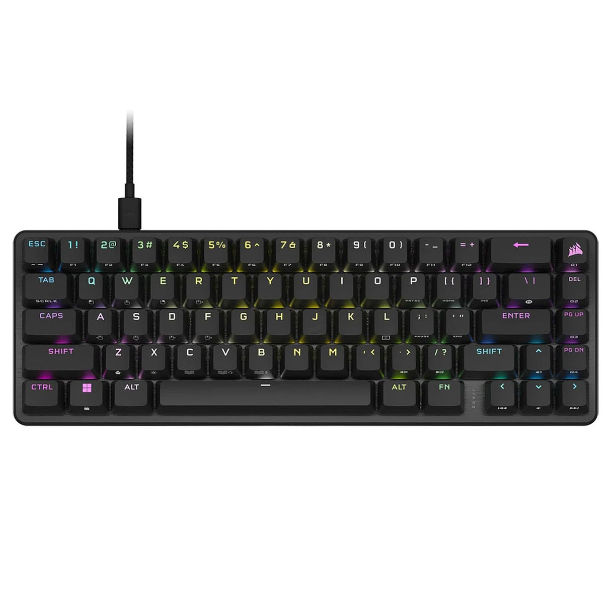 Corsair K65 Pro Mini RGB 65% Teclado de Juego con Cable óptico-mecánico – Interruptores lineales OPX – Tapones de Teclas PBT de Doble Salida, Compatible con iCUE – PC, PS5, PS4, Xbox – AZERTY FR –