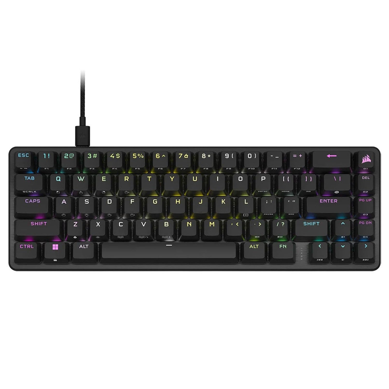 Corsair K65 Pro Mini RGB 65% Teclado de Juego con Cable óptico-mecánico – Interruptores lineales OPX – Tapones de Teclas PBT de Doble Salida, Compatible con iCUE – PC, PS5, PS4, Xbox – AZERTY FR –