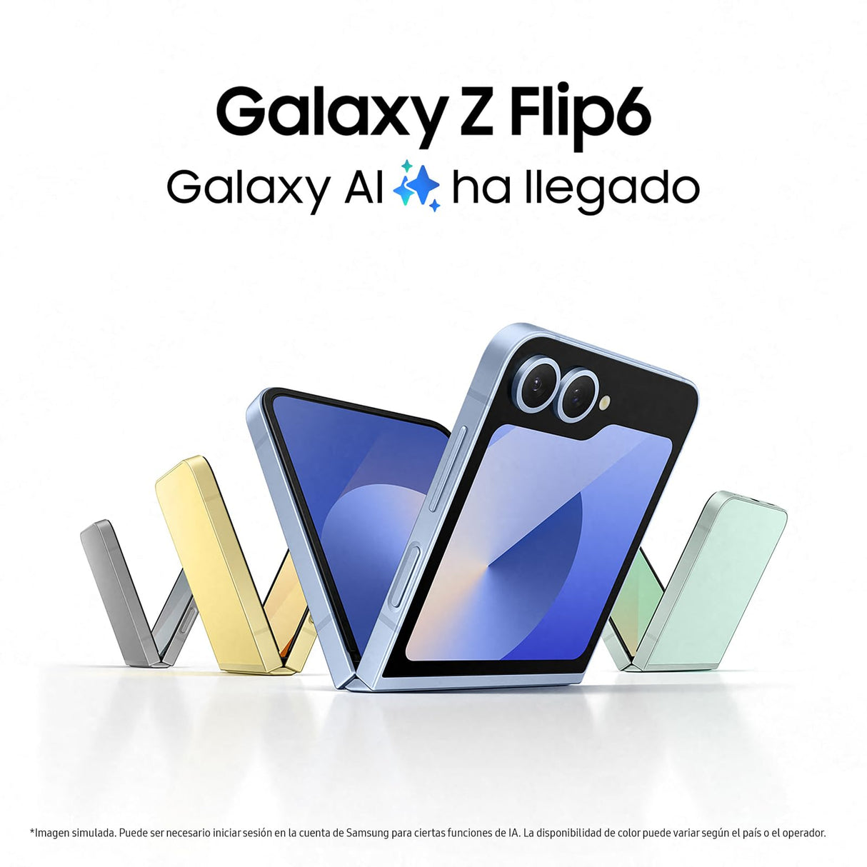 Samsung Galaxy Z Flip6 256 GB + Cargador - Teléfono Móvil con IA, Smartphone Android Libre, Cámara 50 MP, Amarillo (Versión Española)
