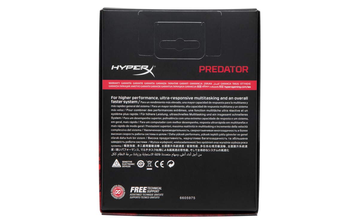 HyperX Predator HX426C15PB3K4/128 Módulo de memoria 128GB 2666MHz DDR4 CL15 DIMM XMP Kit (4x32GB) Negro