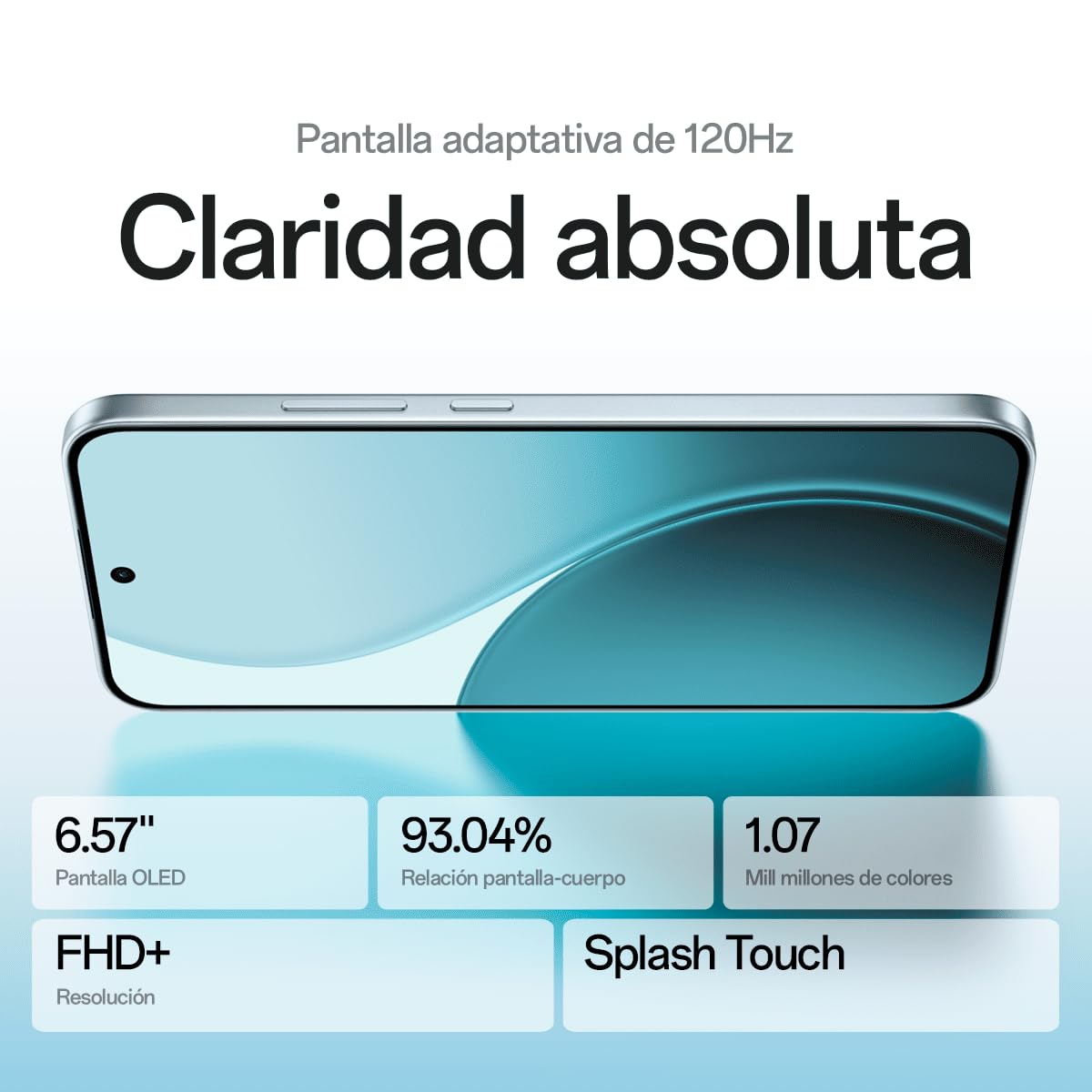 OPPO Reno14 FS 5G – Smartphone Libre con IA, 12GB RAM + 512GB, Cámara Triple 50MP, Batería 6000mAh, Carga Rápida 45W, Pantalla AMOLED 120Hz, IP69, Dual SIM, Android, Versión Española - Opal Blue