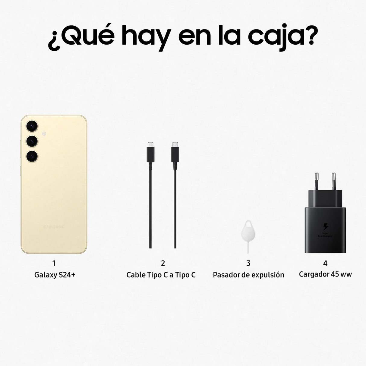 Samsung Galaxy S24+ y Cargador 45W, Móvil con IA, Smartphone Android, 12GB RAM Más Rápida, 512GB Almacenamiento, Cámara 50MP, Gran Pantalla, Batería Larga Duración, Amarillo Amber (Versión Española)