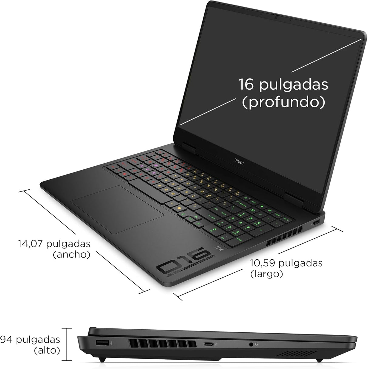 HP OMEN 16-ap0037ns, Ordenador portátil Gaming 16" 2.5K WQXGA (AMD Ryzen AI 7 350, 32GB RAM, 1TB SSD, NVIDIA GeForce RTX 5070, FreeDos) Negro - Teclado QWERTY Español